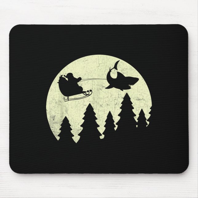 Santa Claus Shark Sleigh Christmas Funny  Mouse Pad (Front)