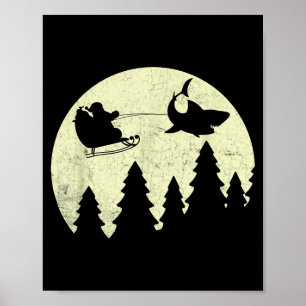 Santa Claus Shark Sleigh Christmas Funny  Poster