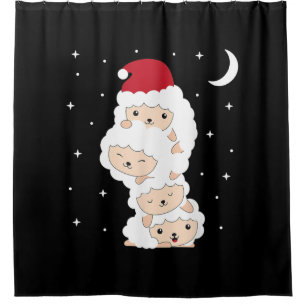 Santa Claus Sheep Christmas Lamb Farm Animals Gift Shower Curtain