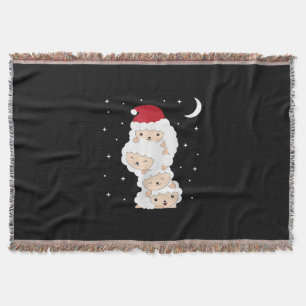 Santa Claus Sheep Christmas Lamb Farm Animals Gift Throw Blanket