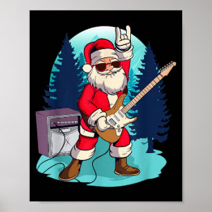 Santa Claus Shirts For Guitarists Musicians Gift C Poster