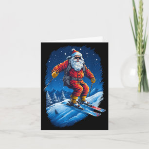 Santa claus shredding the slopes santa skiing card