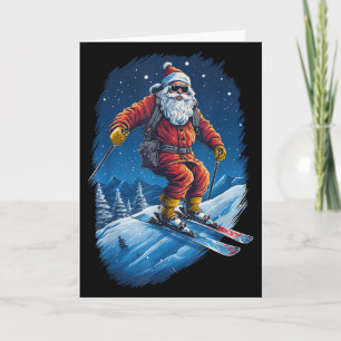 Santa Claus Shredding The Slopes Santa Skiing Chri Card