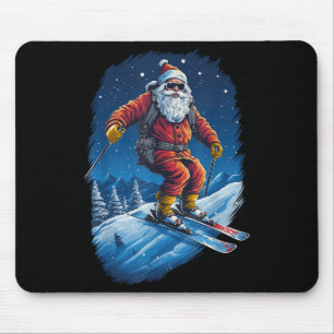 Santa Claus Shredding The Slopes Santa Skiing Chri Mouse Pad