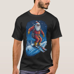 Santa Claus Shredding The Slopes Santa Skiing Chri T-Shirt