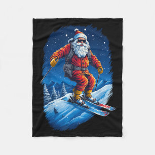 Santa claus shredding the slopes santa skiing fleece blanket