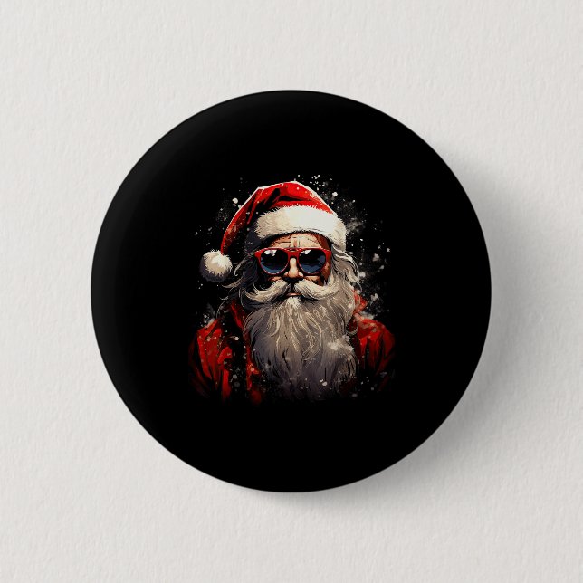 Santa Claus Silhouette Christmas Sungles Caricatur 6 Cm Round Badge (Front)