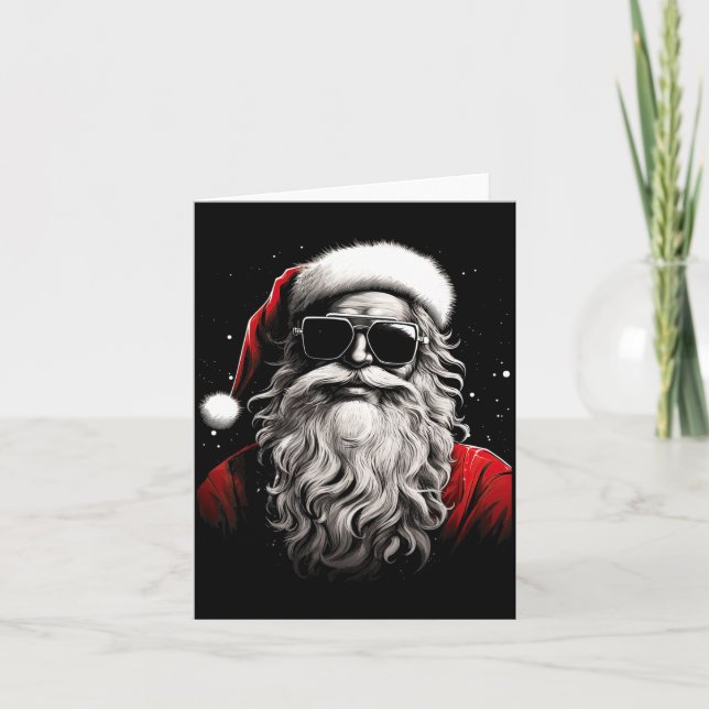 Santa Claus Silhouette Christmas Sungles Caricatur Card (Front)
