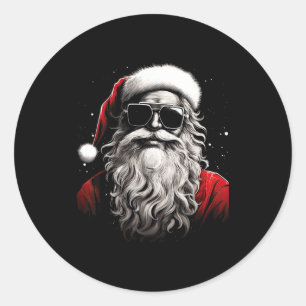 Santa Claus Silhouette Christmas Sungles Caricatur Classic Round Sticker