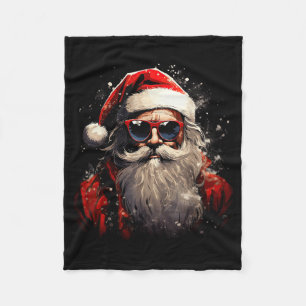 Santa Claus Silhouette Christmas Sungles Caricatur Fleece Blanket