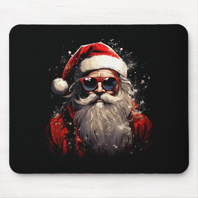 Santa Claus Silhouette Christmas Sungles Caricatur Mouse Pad (Front)