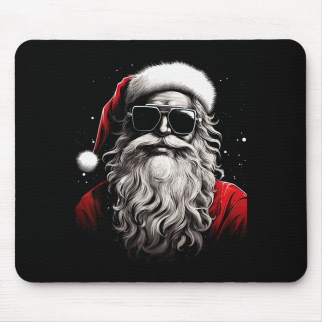 Santa Claus Silhouette Christmas Sungles Caricatur Mouse Pad (Front)