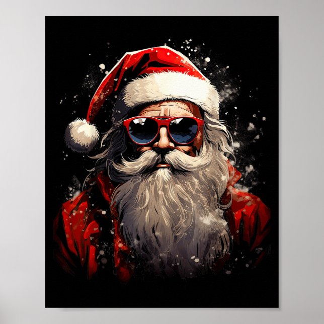 Santa Claus Silhouette Christmas Sungles Caricatur Poster (Front)