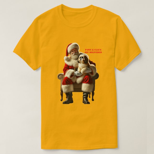 Santa Claus Sitting with a Shih Tzu Dog Xmas URM T-Shirt (Design Front)