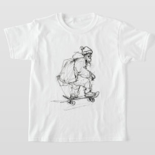 Santa Claus Skateboarding with Presents T-Shirt