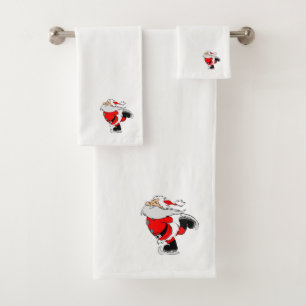 Santa Claus Skating Bath Towel Set