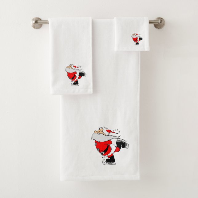 Santa Claus Skating Bath Towel Set (Insitu)