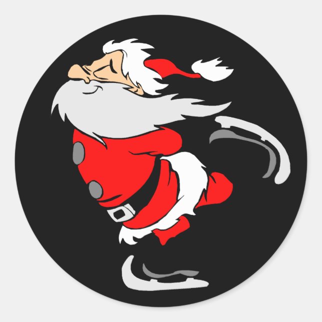 Santa Claus Skating Classic Round Sticker (Front)