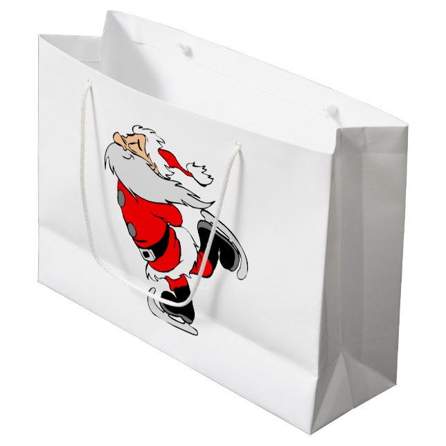 Santa Claus Skating Large Gift Bag (Front Angled)