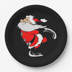 Santa Claus Skating Paper Plate