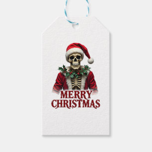 Santa Claus Skeleton Outfit Skull Funny Christmas Gift Tags