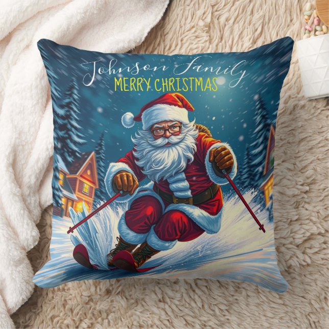 Santa Claus Ski Christmas Winter  Cushion (Blanket)