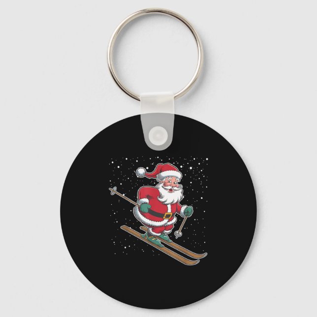Santa Claus Skiing Christmas Sports Xmas Holiday C Key Ring (Front)