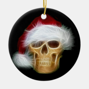 Santa Claus skull Ceramic Ornament