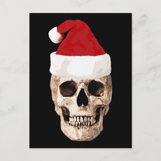 Santa Claus Skull - Christmas is Dead Holiday Postcard (Front)