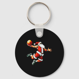 Santa Claus Slam Dunk Basketball Hoop Christmas Pa Key Ring
