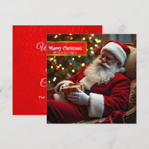Santa Claus sleeping with wishes SqFC Holiday Card