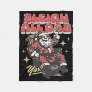 Santa Claus Sleigh All Day Christmas Sleigh Santa Fleece Blanket