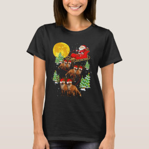Santa Claus Sleigh & Reindeer Foxes Xmas Pajam T-Shirt