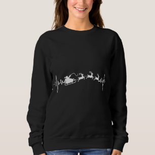 Santa Claus Sleigh And Reindeer EKG Heartbeat Chri Sweatshirt