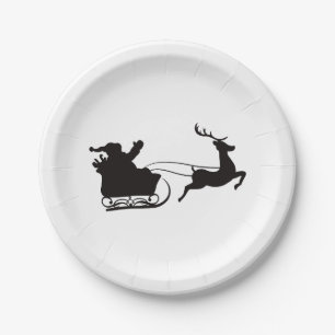 Santa Claus Sleigh and Reindeer Paper Plate