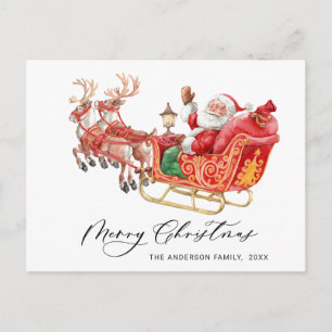 Santa Claus Sleigh Christmas Greeting Holiday Postcard