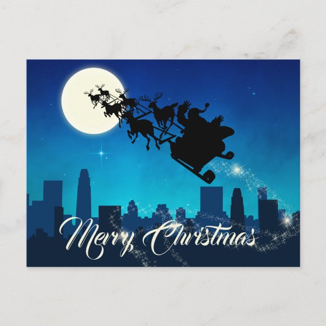 Santa Claus Sleigh Christmas Holiday Postcard (Front)