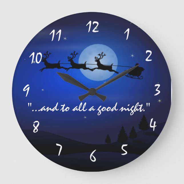 Santa Claus sleigh Christmas Wall Clock (Front)