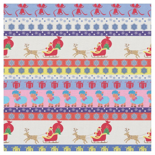 Santa Claus sleigh Fabric (Close Up)