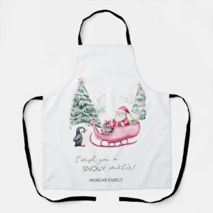  Santa Claus,Sleigh,Penguin,Forest Apron