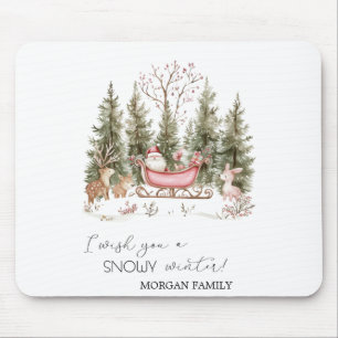  Santa Claus,Sleigh,Presents Forest Christmas Mouse Pad