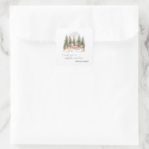  Santa Claus,Sleigh,Presents Forest Christmas Square Sticker