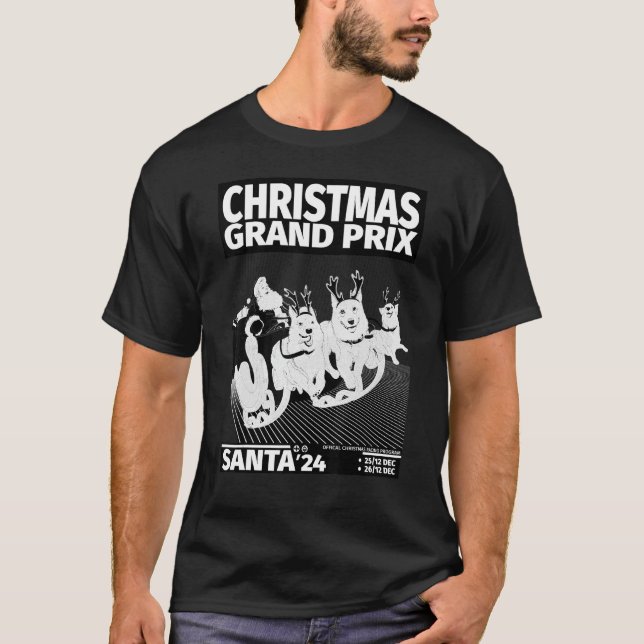 Santa Claus Sleigh Racing Retro Xmas Motor Sport A T-Shirt (Front)