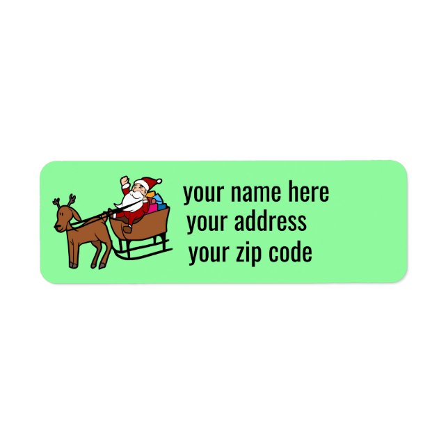 SANTA CLAUS SLEIGH RETURN ADDRESS LABELS (Front)