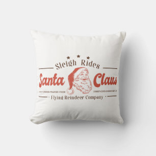 Santa Claus Sleigh Rides Christmas Sign Cushion