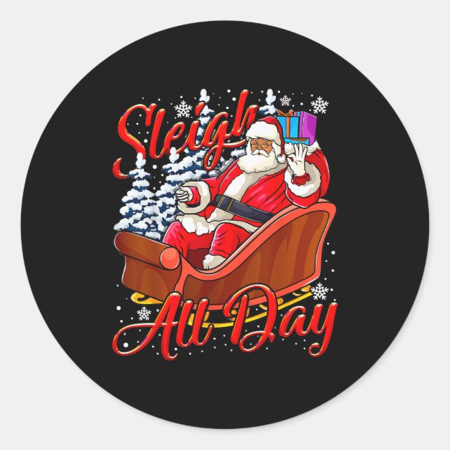Santa Claus Sleigh Toys Black African American Chr Classic Round Sticker (Front)
