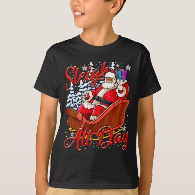 Santa Claus Sleigh Toys Black African American Chr T-Shirt (Front)