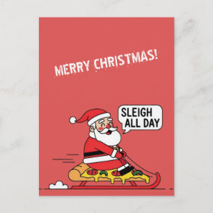 Santa Claus Sleighing All Day Christmas Postcard