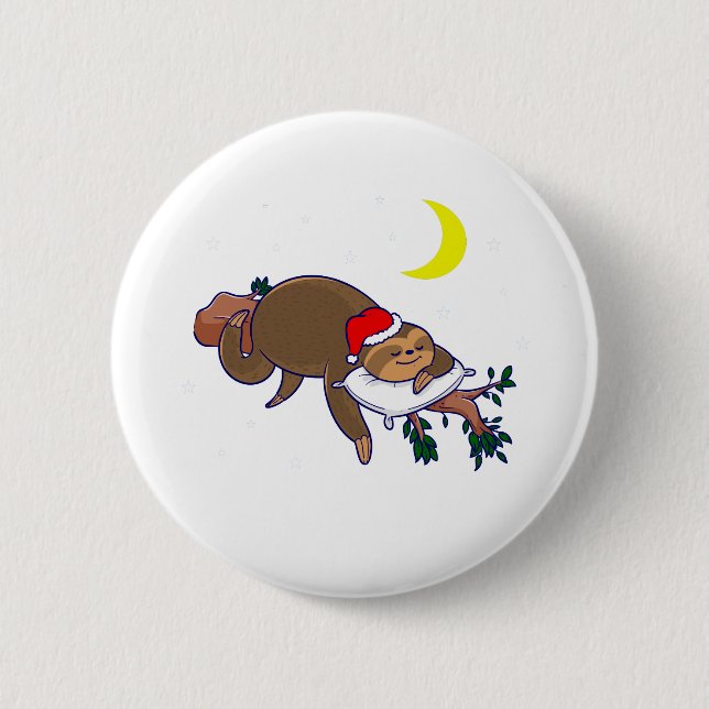 santa claus sloth christmas 6 cm round badge (Front)