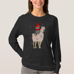 Santa Claus Sloth Riding Llama Reindeer Christmas T-Shirt